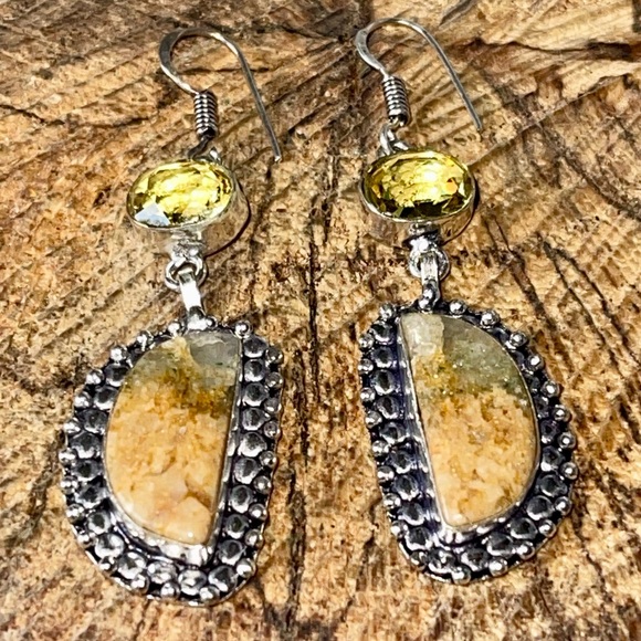 “The Relief Stone” Mariposite Earrings 2 1/2” - Picture 7 of 8